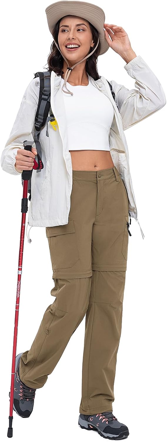 Cycorld Women's-Hiking-Pants-Convertible Quick-Dry-Stretch-Lightweight Zip-Off Outdoor Pants with 5 Deep Pockets