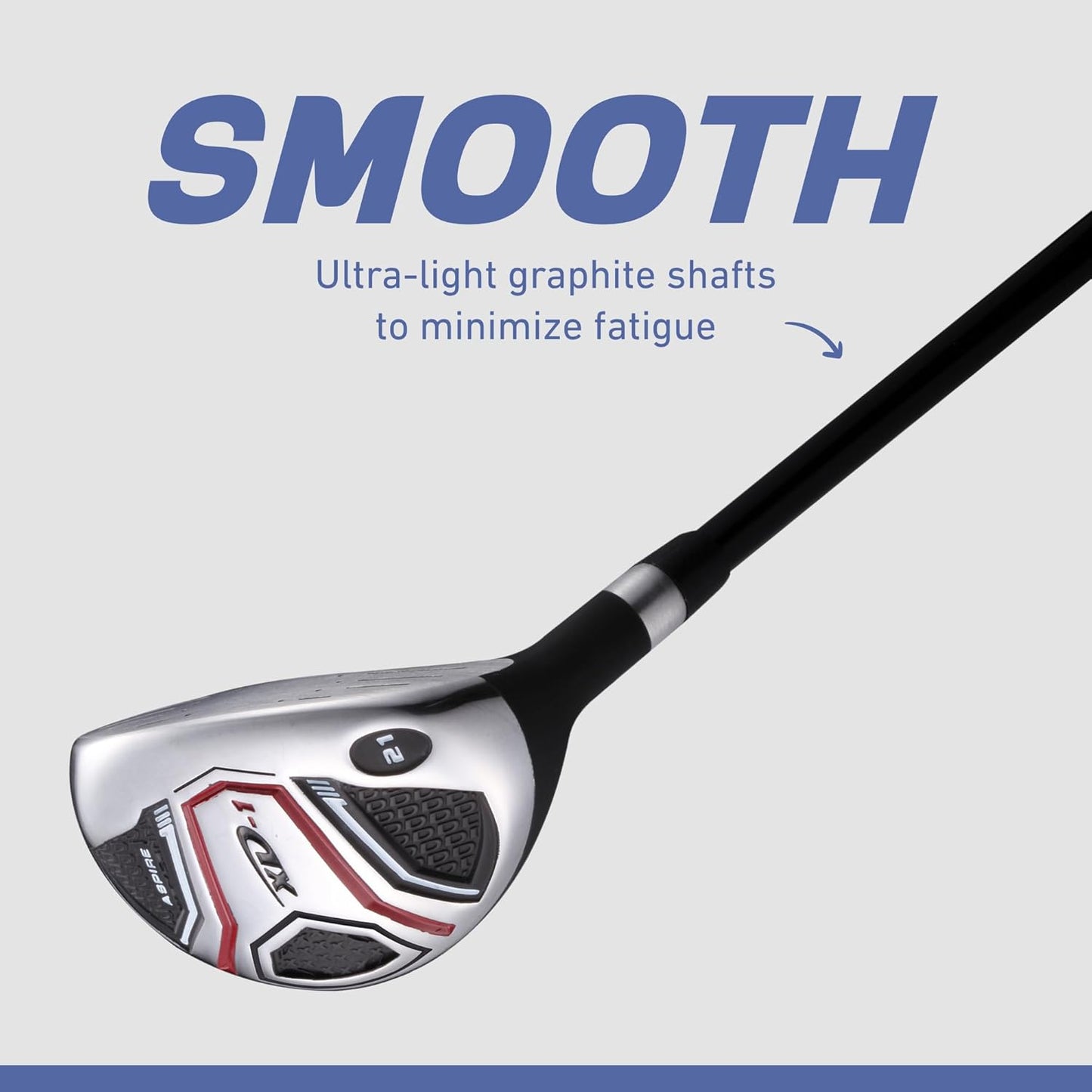 Aspire XD1 Complete Mens Golf Club Set, Includes Titanium Driver, S.S. Fairway, S.S. Hybrid, S.S. 6-PW Irons, Putter, Bag, 3 H/C's, Right & Left Handed Golf Clubs