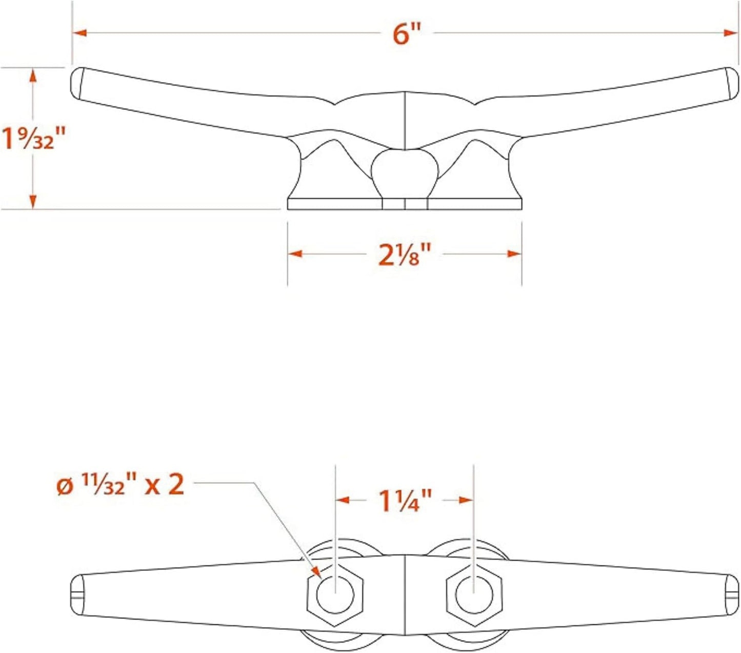 MarineNow Hot-Dipped Galvanized Iron Dock Cleat – Choose Size: 4", 6", 8", 10", 12", 14" – Heavy-Duty Boat Cleats for Dock Lines – Available in Single or Bulk Multi-Packs