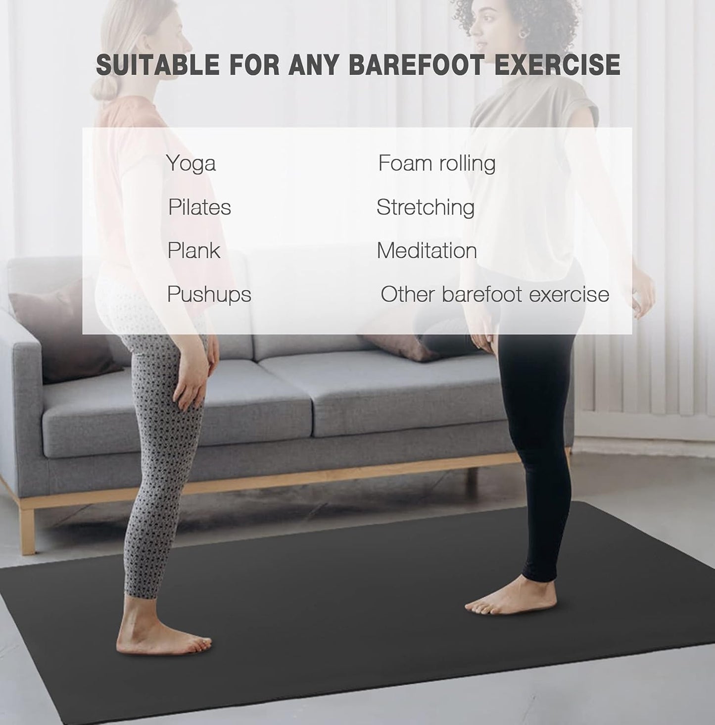 Large Yoga Mat for Men and Women 1/4 & 2/5 Inch Extra Thick TPE Fitness Mat for Home Gym Workout, Non-Slip, Eco Friendly Exercise Mat for Yoga, Pilates, Stretching, Meditation