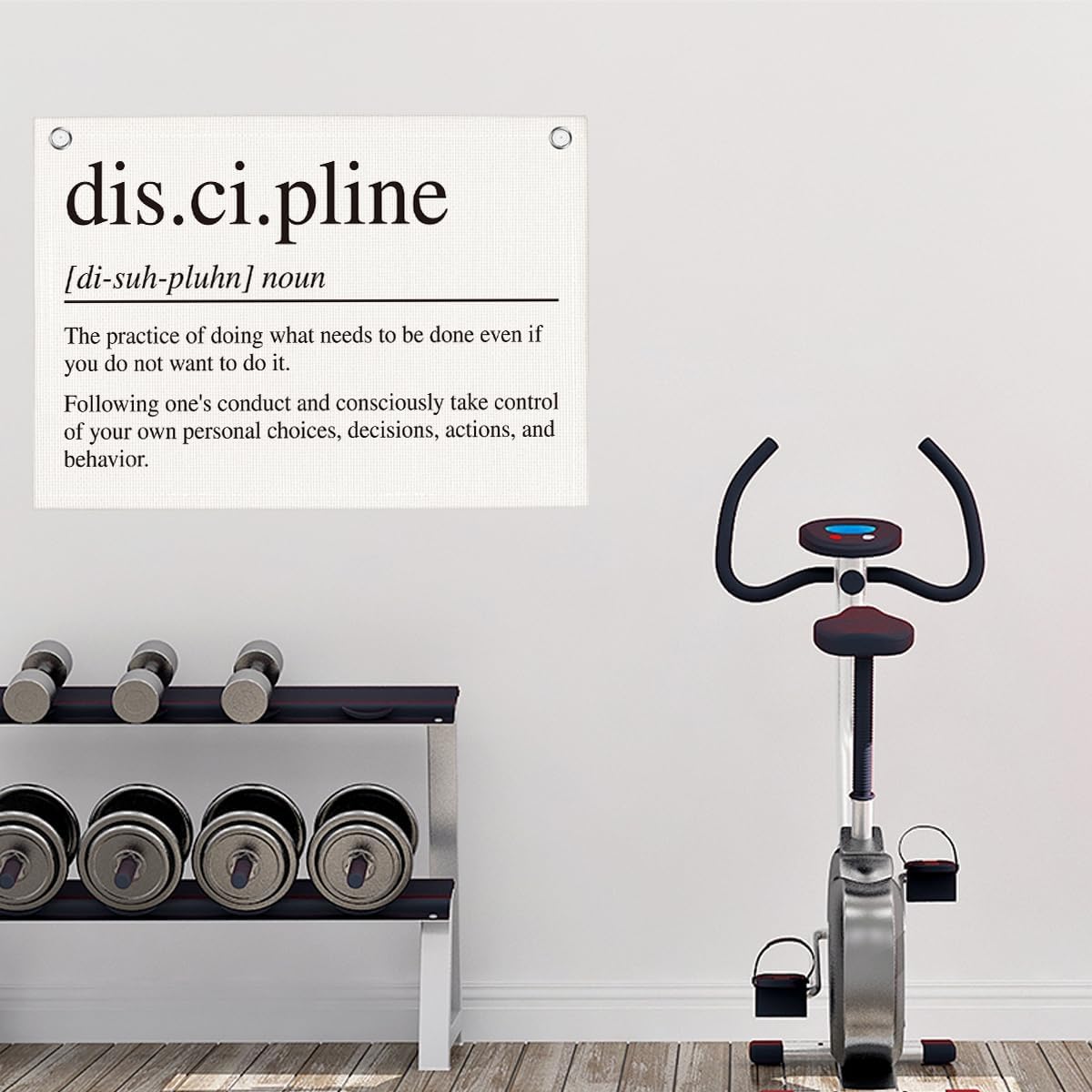 Discipline Gym Motivational Wall Art Banner Dorm Posters Gifts for Guys Men Women Gym Flag Decor for Home Gym Bedroom Workout Room 30x20 Inchs