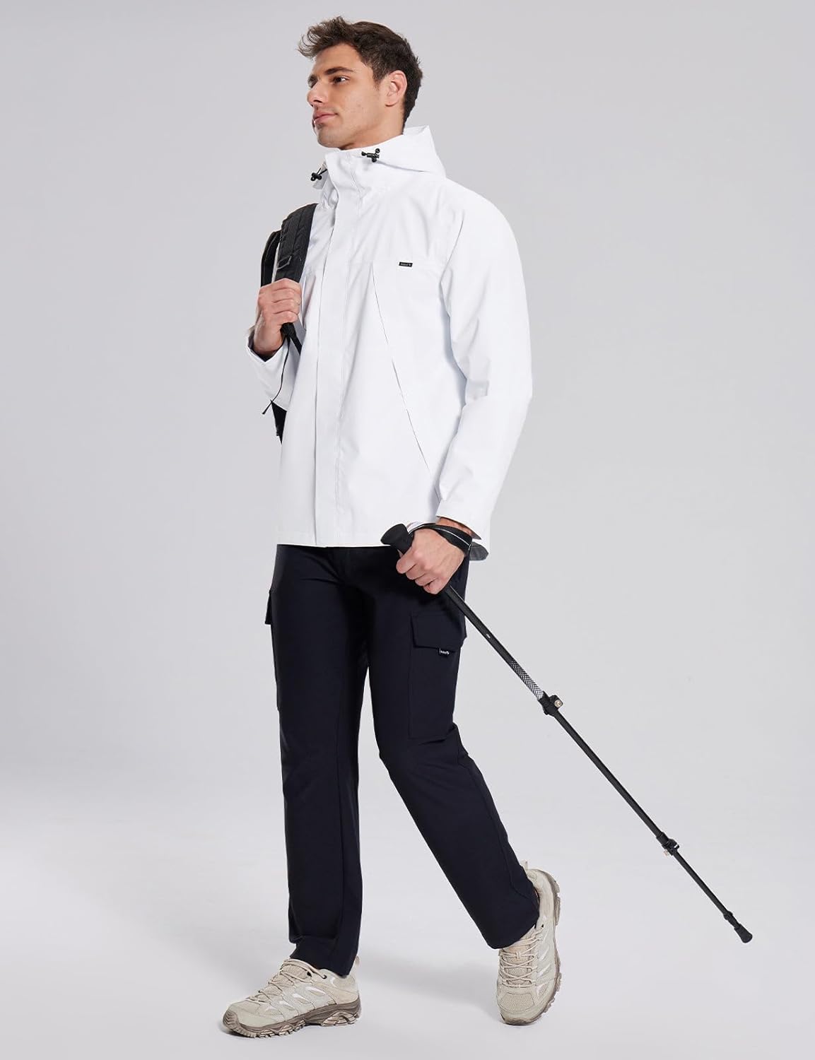 baleaf Men's Rain Jacket Waterproof Breathable Raincoat with Hood for Outdoor Hiking Traveling Cycling Windbreaker