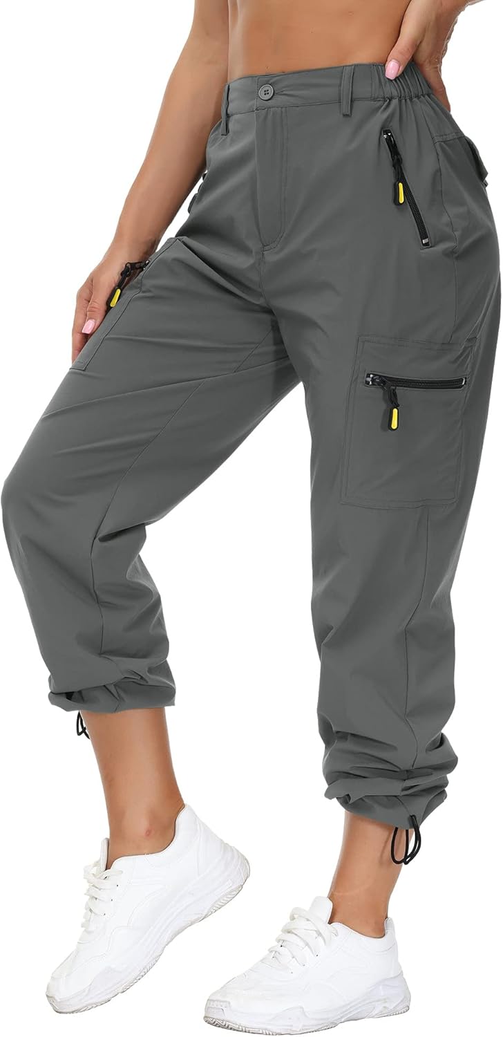 VVK Women's Hiking Cargo Pants Lightweight Quick Dry Outdoor Athletic Pants Camping Climbing Golf Zipper Pockets