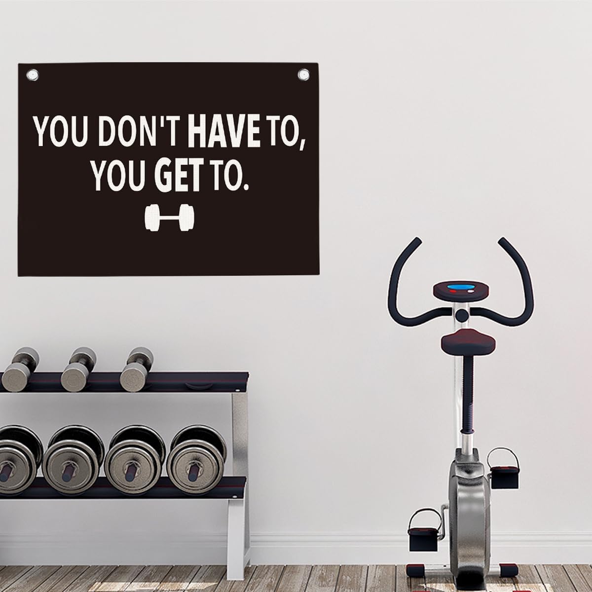 You Don't Have To You Get To Gym Motivational Wall Art Banner Dorm Posters Gifts for Guys Men Women Gym Flag Decor for Home Gym Bedroom Workout Room 30x20 Inchs