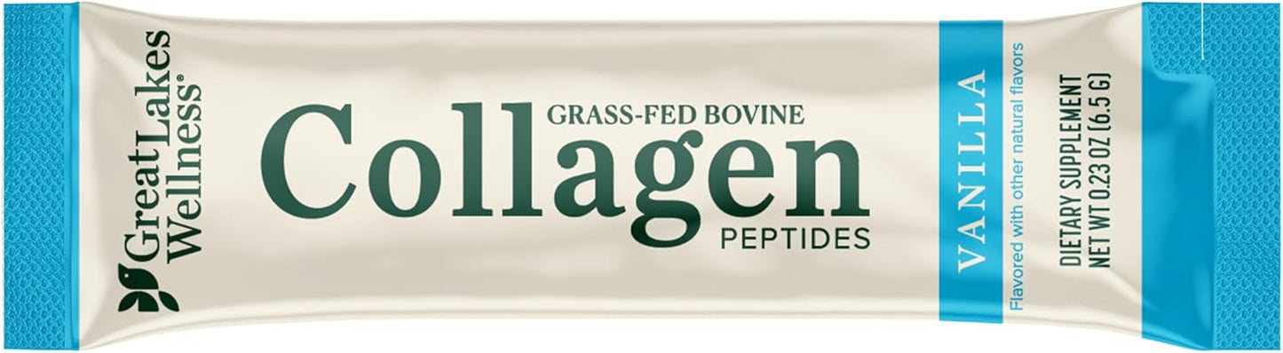 Great Lakes Wellness Collagen Peptides Powder for Skin, Hair, Nails, Joints & Digestion - Variety Flavors - Quick Dissolve Hydrolyzed, Non-GMO, Kosher - 6 Sticks - Packaging May Vary