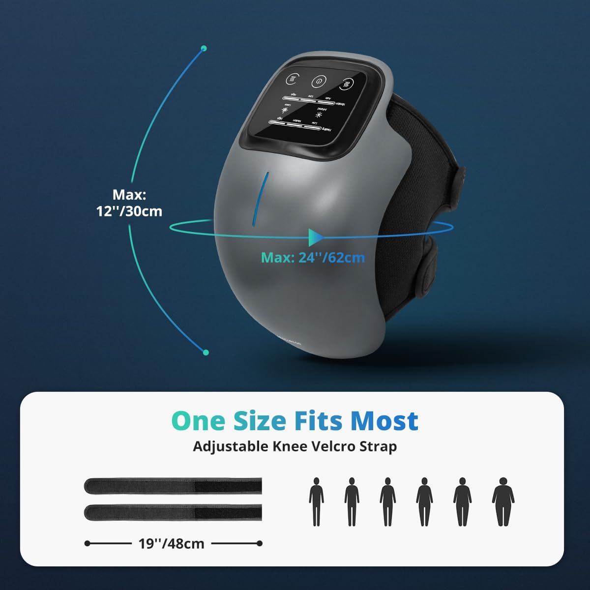 Medcursor Knee Massager with Heat, Cordless Heated Knee Massage for Pain Relief with 3 Heating Levels, 3 Vibration Modes, LED Screen, Adjustable Straps, Gift for Men and Women