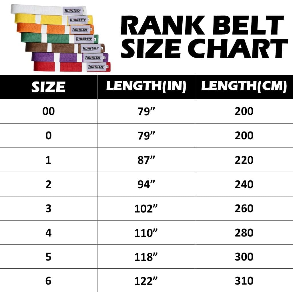 TWISTER Rank Belts for Martial Arts, Karate, Aikido, Taekwondo, Judo | Premium Cotton | Strong & Vibrant Colors