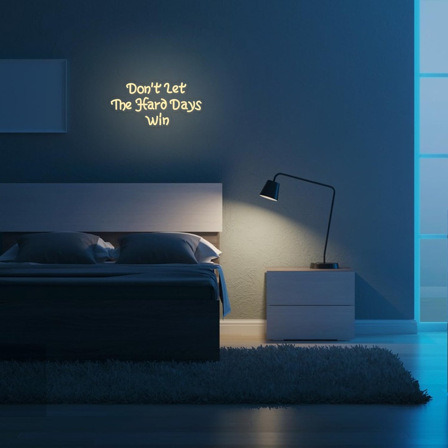 Don't Let The Hard Days Win Neon Sign for Wall Decor Letter Neon Light Warm white LED Neon Signs Office LED Neon Lights for Bedroom Office Classroom Store Decoration