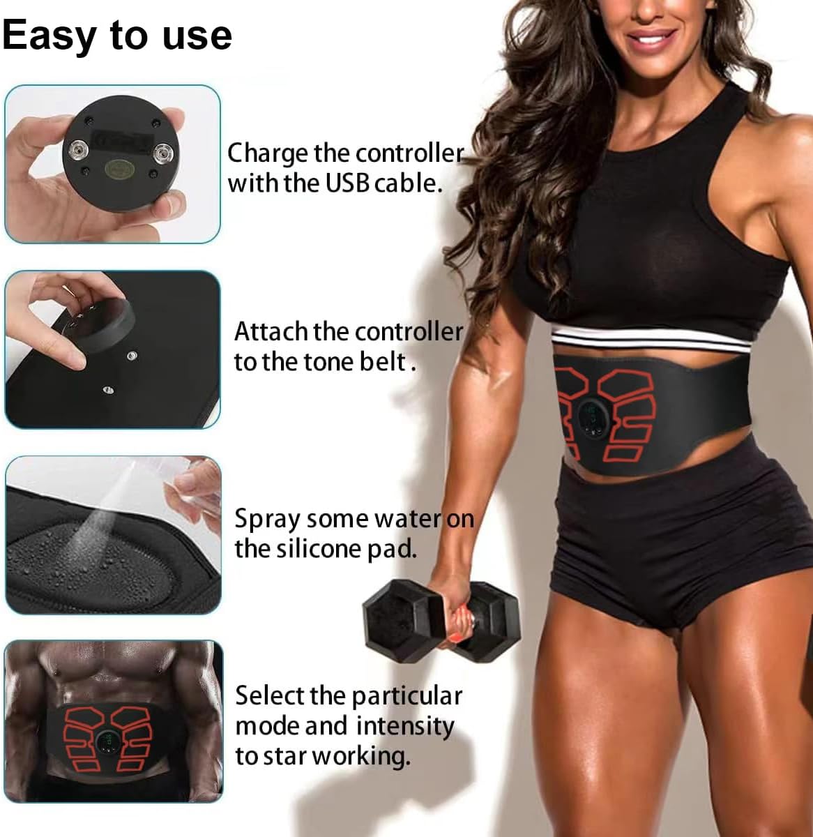 EMS Muscle Stimulator, ABS Stimulator, Abdominal Toning Belt Home Office Fitness Workout Equipment for Abdomen