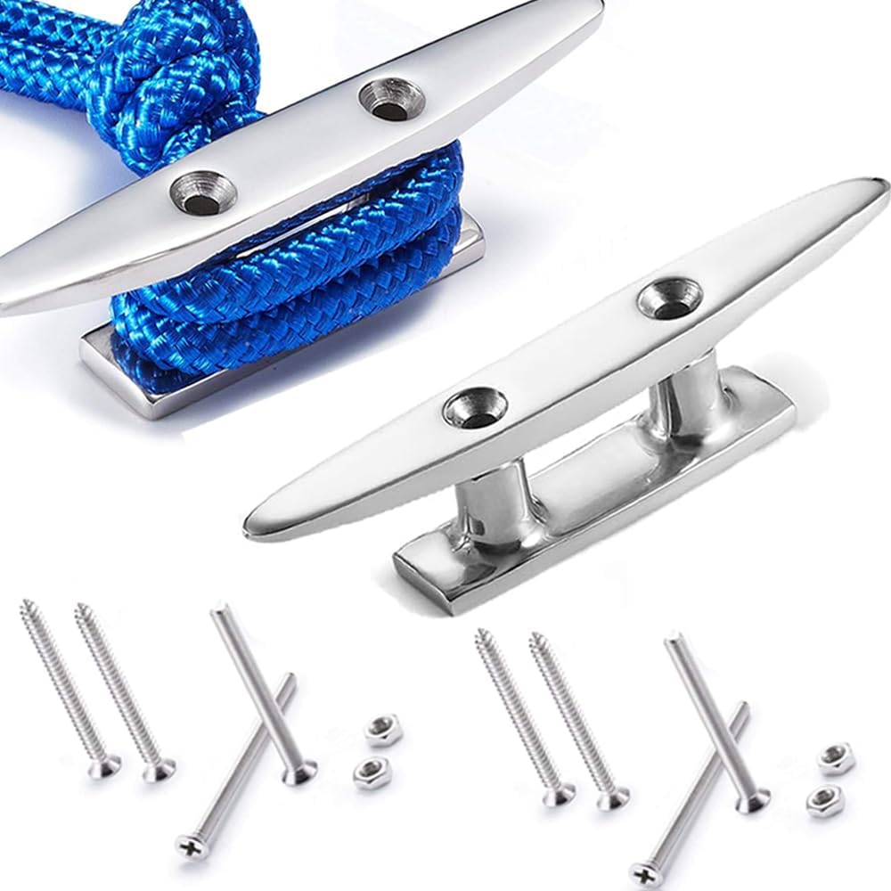 Boat Cleat Open Base Boat Cleat 4/5/6/8 inch, Dock Cleat All 316 Stainless Steel Boat Mooring Accessories, Include Installation Accessories Screws