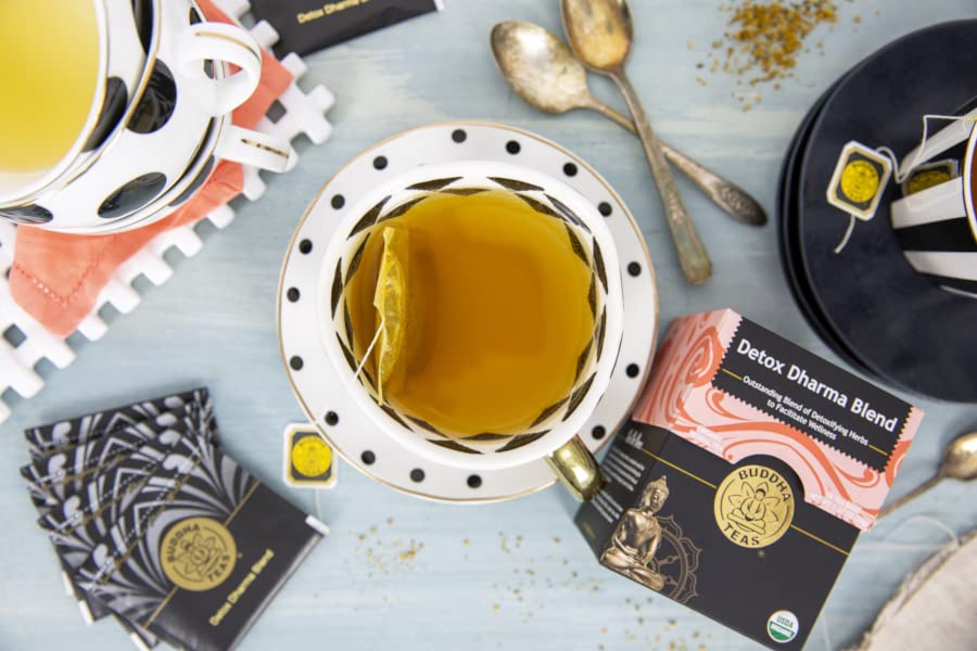 Buddha TeasBuddha Teas - Organic Detox Dharma Blend - Herbal Tea - For Health & Wellbeing - With Antioxidants & Minerals - Clean Ingredients - Caffeine Free - OU Kosher & Non-GMO - 18 Tea Bags (Pack of 1)