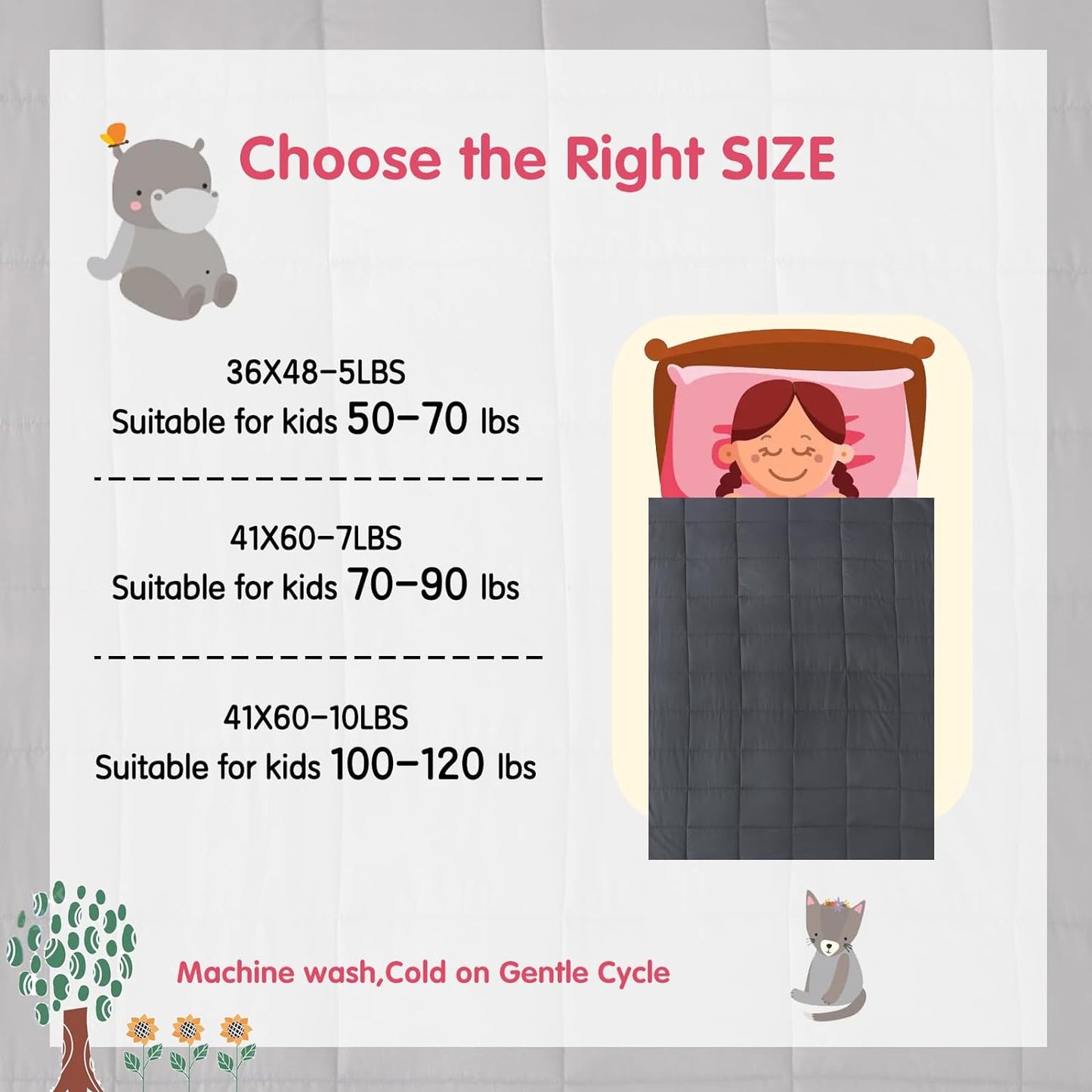 yescool Weighted Blanket (5 lbs, 36" x 48", Grey) Cooling Heavy Blanket for Sleeping Perfect for 40-60 lbs, Breathable Blanket with Premium Glass Bead, Machine Washable