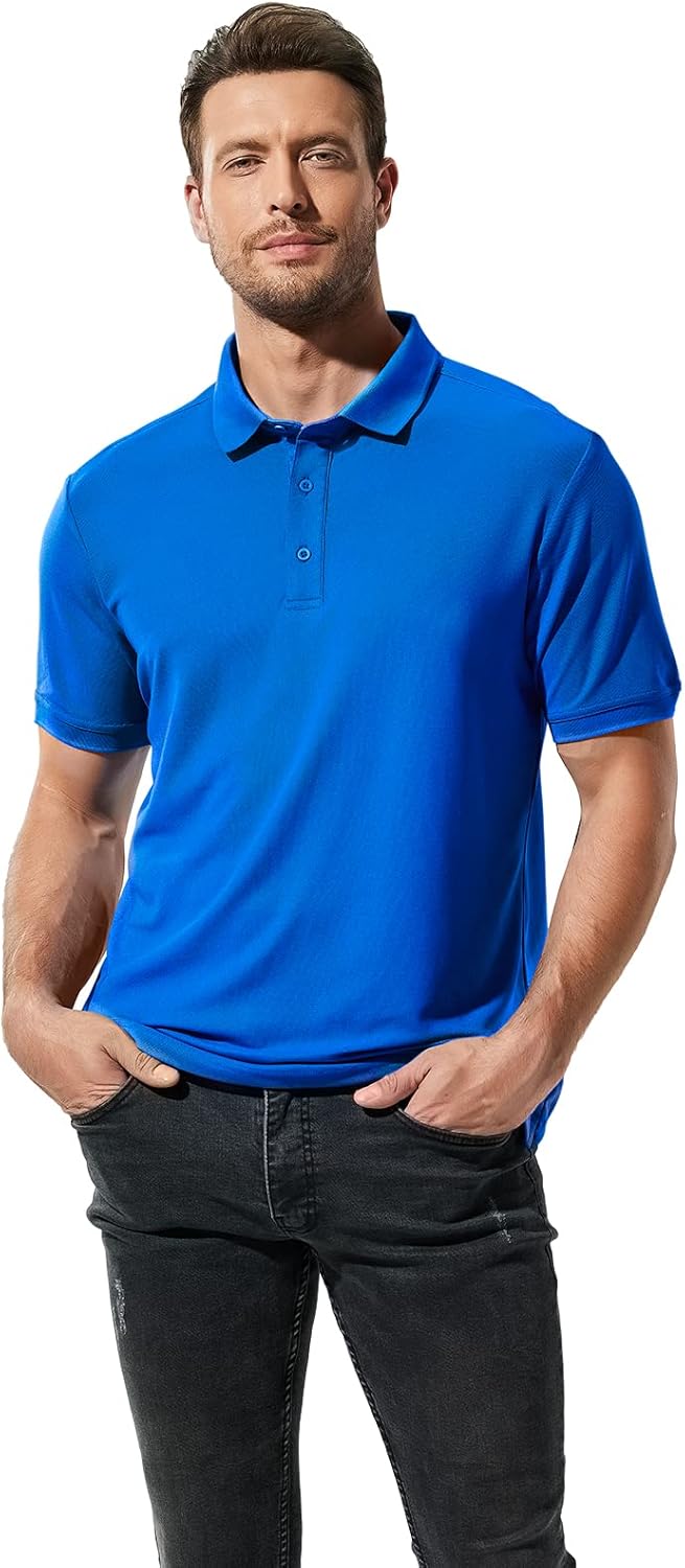 MIER Polo Shirts for Men Short Sleeve Quick Dry Polyester Collared Shirts Casual Golf Shirts, Moisture-Wicking