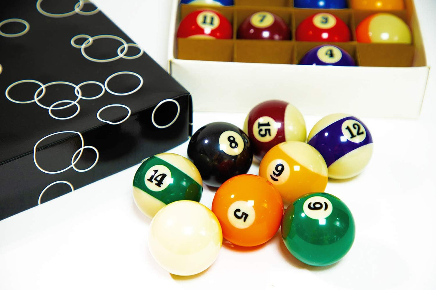 Billiard Balls Set 2-1/4" Regulation Size Pool Table Balls for Replacement (16 Resin Balls)