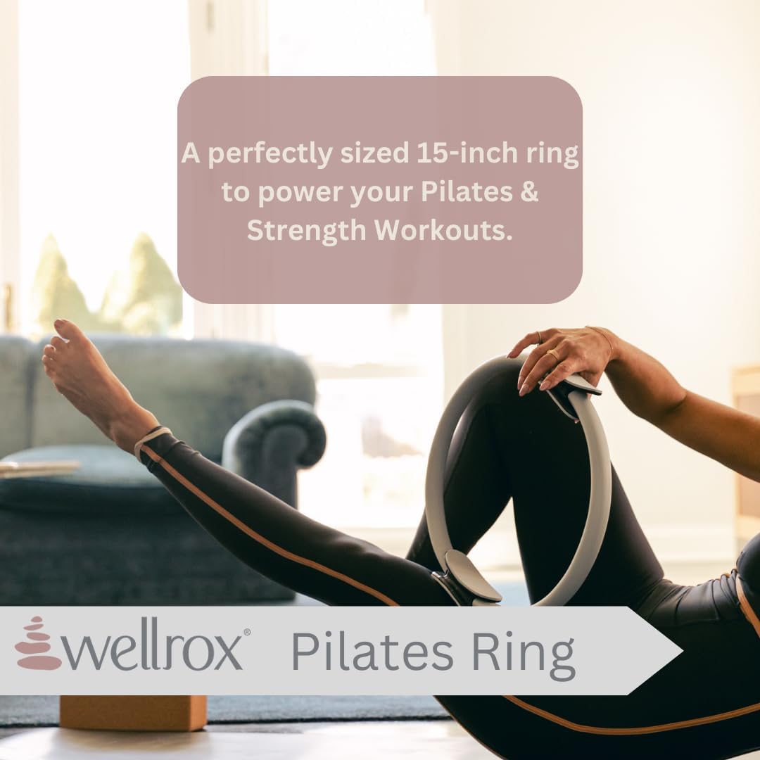Pilates Ring and Carrying Bag- Lightweight Magic Circle Yoga Ring- Core, Thigh and Arm Exerciser for Yoga, Pilates, Strength Training (15 inches)
