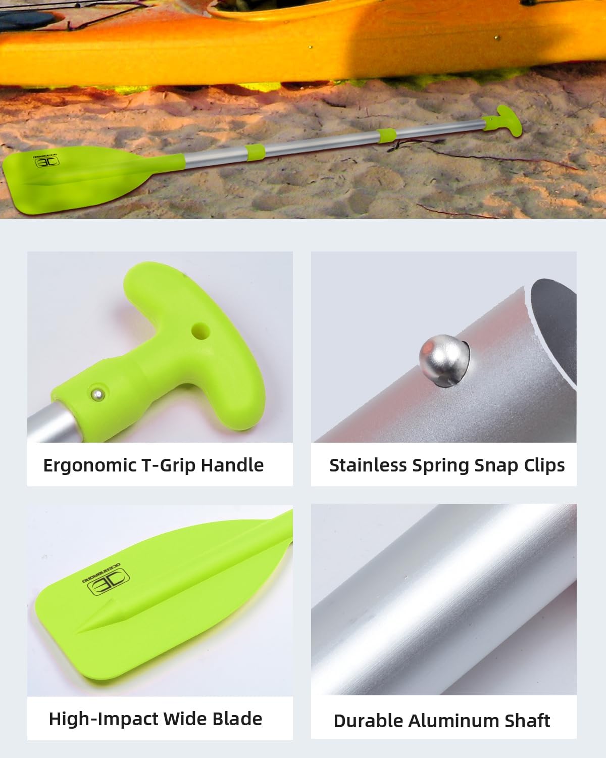 OCEANBROAD Telescoping Emergency Paddle 21''-42''(Assembling Required)/26''-54'' Aluminium Shaft for Kayaking Boating Canoeing River Tubing