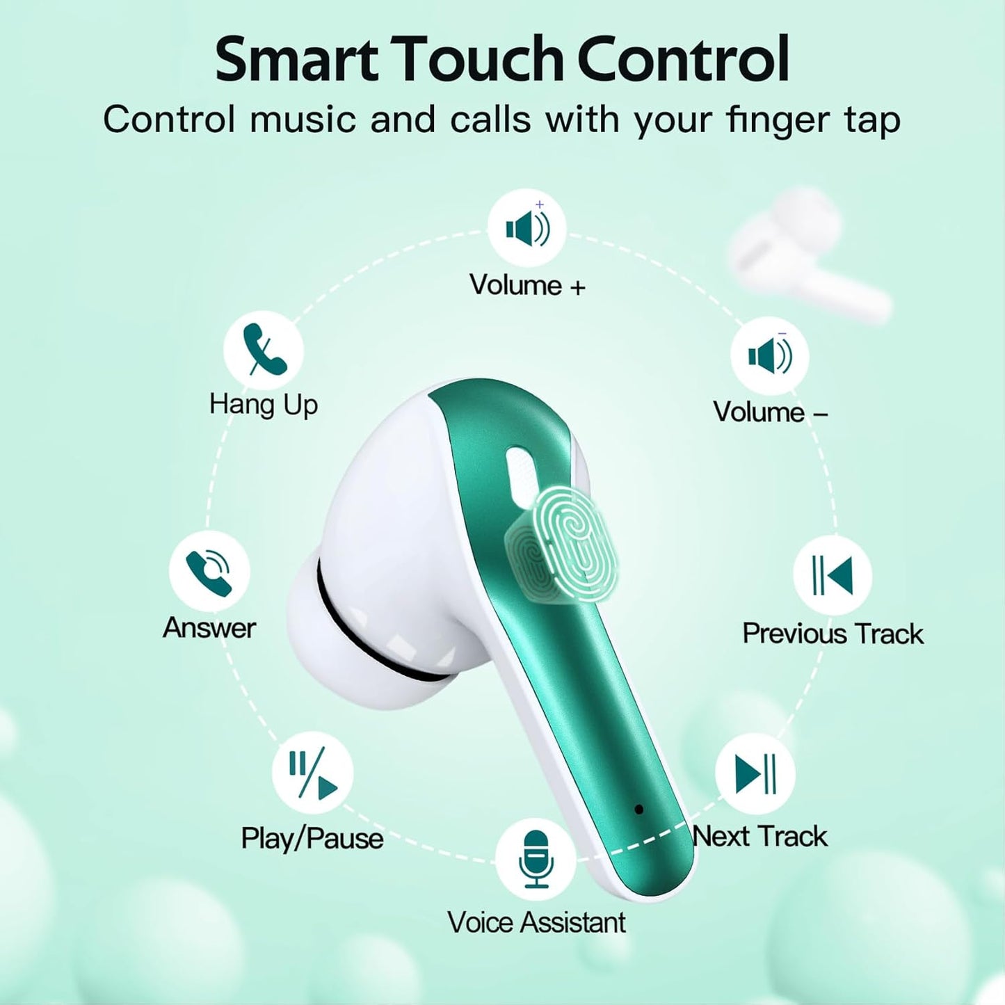 TAGRY 2 Sets X08 Forest Green and Sunset Pink Bluetooth Headphones True Wireless Earbuds 60H Playback Ear Buds with Wireless Charging Case in-Ear Earbuds with Mic