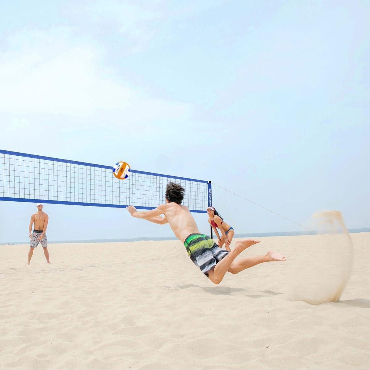 Outdoor Heavy Duty Volleyball Net Set, Anti-Sag Design, Adjustable Aluminum Poles, Portable Volleyball Net for Backyard,Grass and Beach