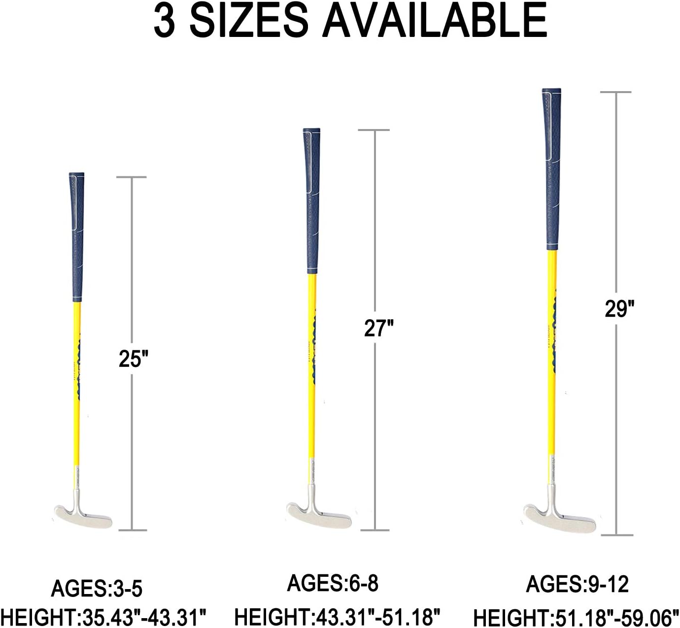 Acstar Two Way Junior Golf Putter Graphite Kids Putter Both Left and Right Handed Easily Use 3 Sizes to Choose Freely for Kids Ages 3-5 6-8 9-12