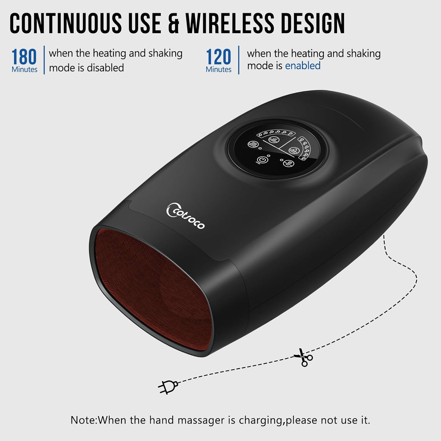 cotsoco Hand Massager with Heat and Compression, 6 Levels Hand Therapy for Arthritis and Carpal Tunnel Relief, Finger and Wrist Cordless Massager Machine for Pain Relief, Gifts for Women Men, Black