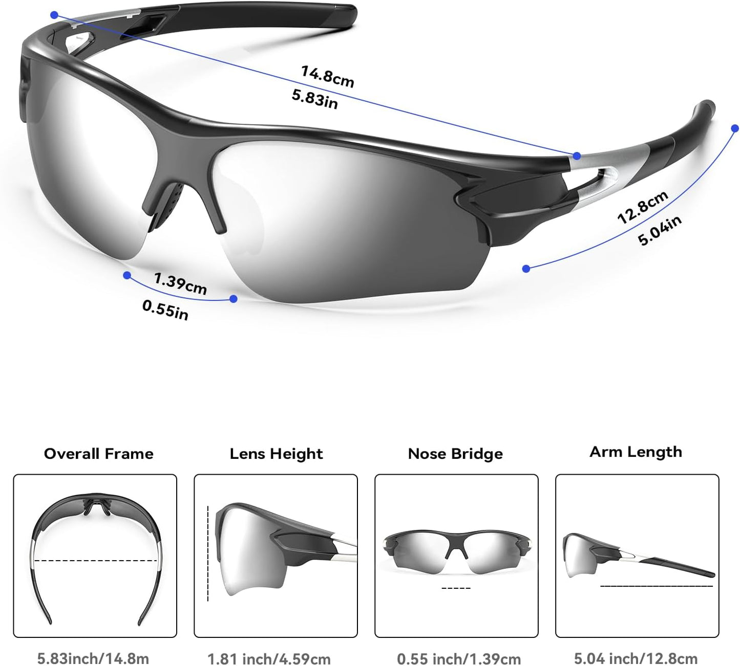 BEACOOL Polarized Sports Sunglasses for Men Women Youth Baseball Fishing Cycling Running Golf Motorcycle Tac Glasses UV400