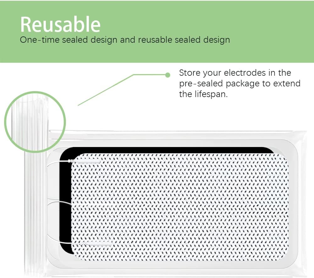 TENS Unit Replacement Pads for Waist and Lower Back Pain Relief 4X8" Large TENS Unit Pads Self-Adhesive Electrode Pads Compatible with TENS 7000, AUVON TENS- 4 Pcs