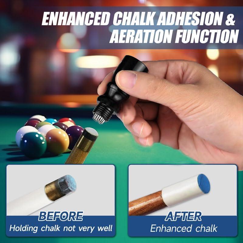 Vastarsky 3-in-1 Cue Tip Tool, Professional Pool Cue Tip Shaper, Billiard Pool Cue Accessories Tool, Scuffer, Shaper, Aerator