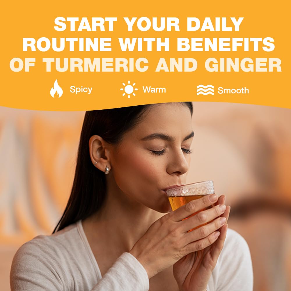 HANDPICK, Organic Turmeric Ginger Tea, 100 Eco-Conscious Tea Bags | Caffeine Free, Gluten Free, Non-GMO | 100% Pure Herbal Blend - Savory & Spicy