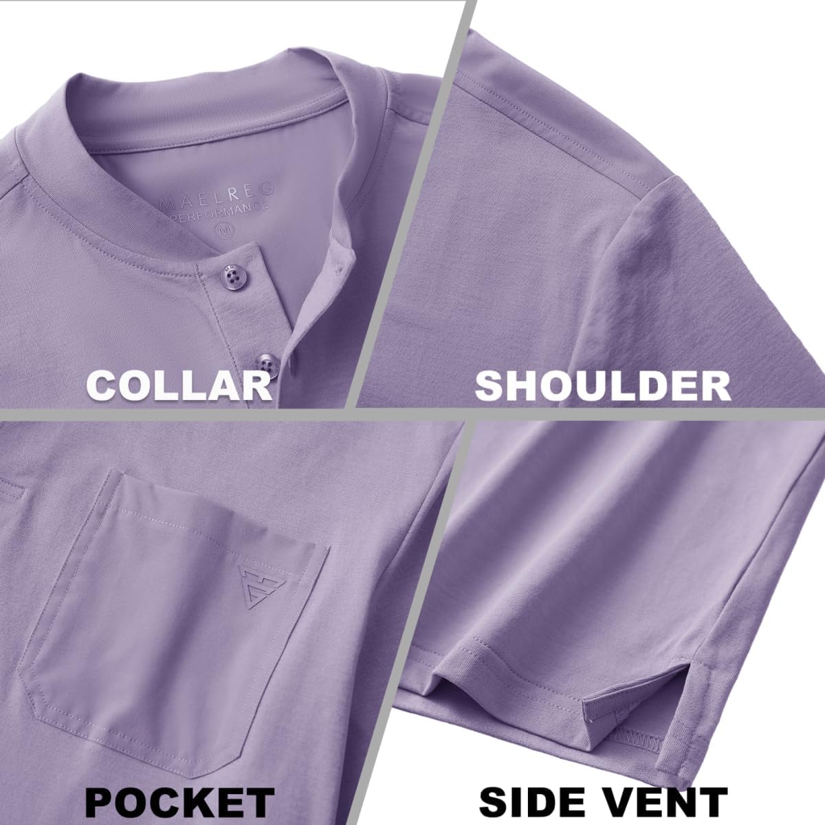 M MAELREG Collarless Golf Shirts for Men Dry Fit Moisture Wicking Performance Solid Casual Mens Henley Shirts Short Sleeve