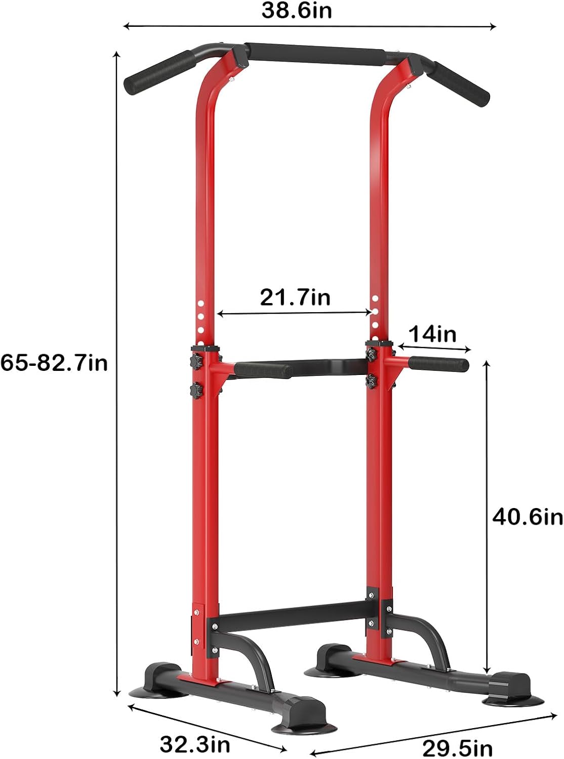 SogesHome Power Tower Pull Up Bar and Dip Station Adjustable Height Dip Stand Multi-Functional Strength Training Fitness Workout Station