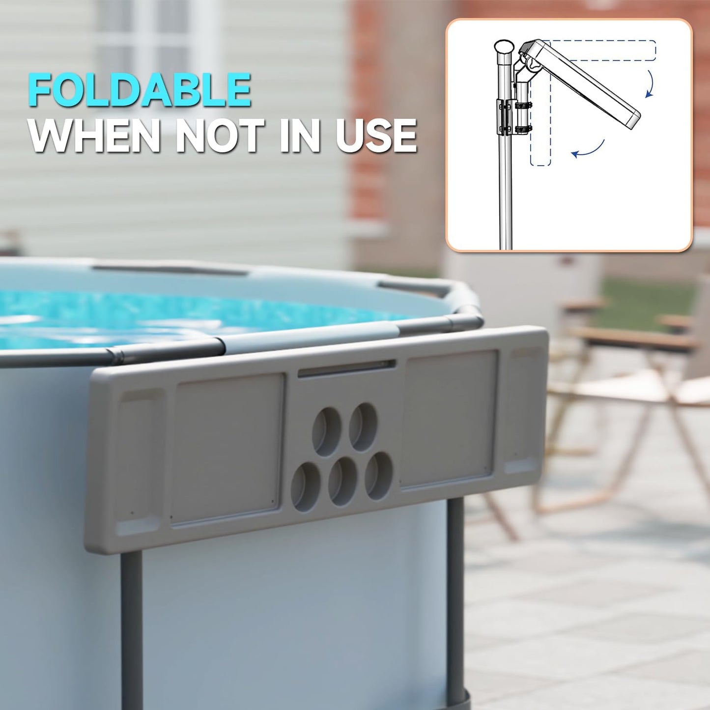 Above Ground Pool Bar Table, 2 in1 Poolside Drink Holder with 5 Cup Holders, Must Have Swimming Pool Accessories for Adults, Portable Swim Up Bar, 47Γ11in