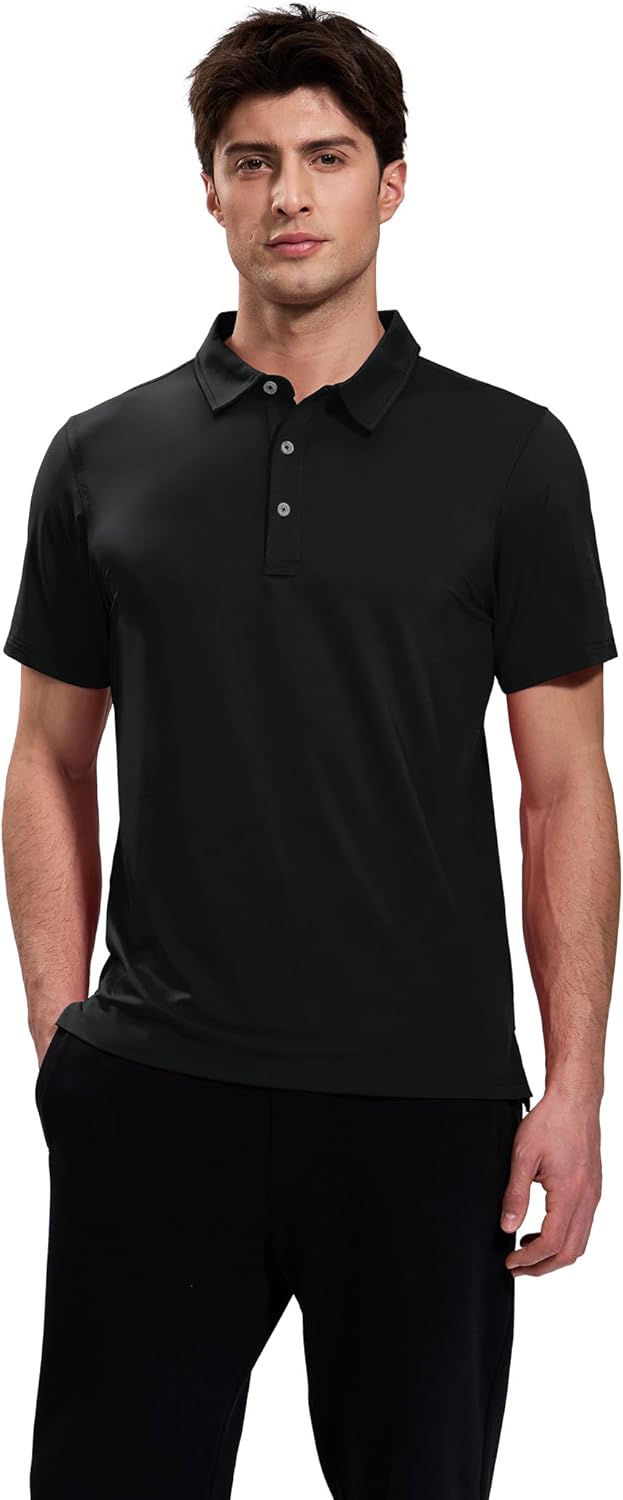 MIER Polo Shirts for Men Short Sleeve Dry Fit Performance Golf Tennis Active Collared Shirts, UPF 50+ Sun Protection