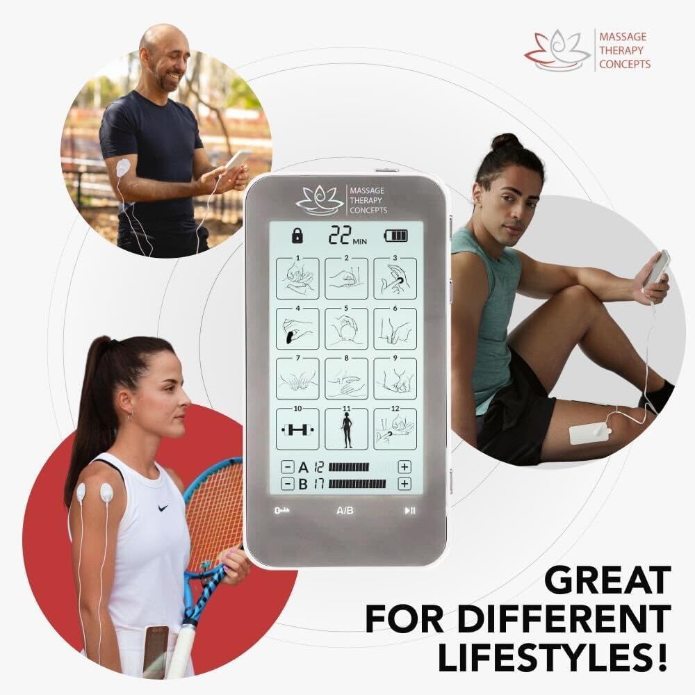 TENS Unit Muscle Stimulator - Non-Invasive EMS Therapy Machine for Neck, Shoulder & Back Pain Relief, Sciatica, Arthritis - Safe & Portable with 12 Modes & 20 Intensity Levels