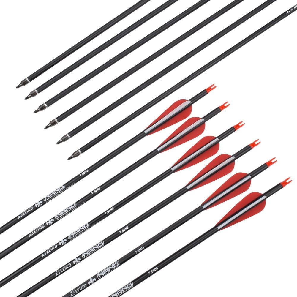 Carbon Arrow Hunting Arrows with 100 Grain Removable Tips for Archery Compound & Recurve & Traditional Bow Practice Shooting (Pack of 12)