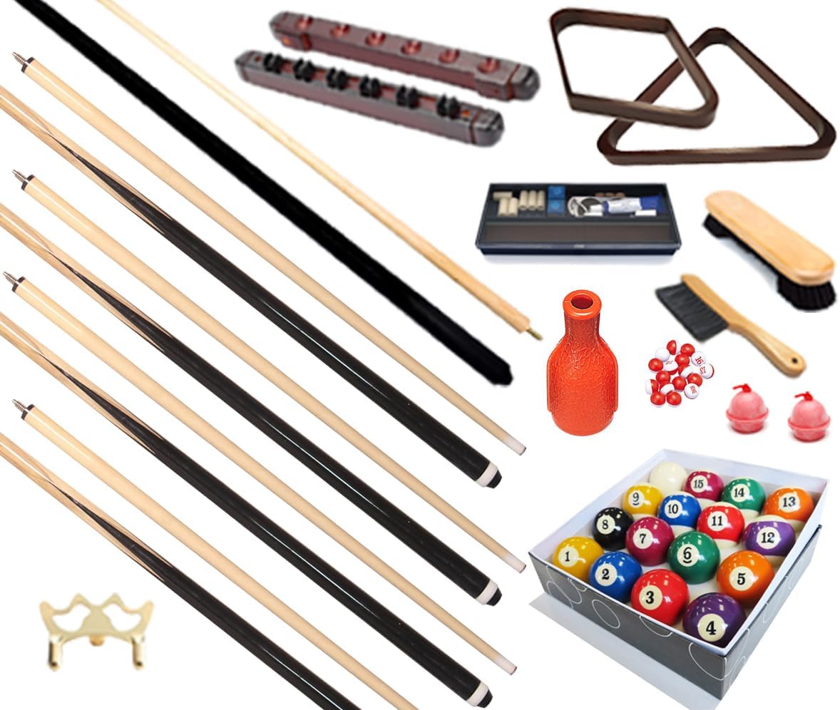 Pool Table - Premium Billiard 32 Pieces Accessory Kit - Pool Cue Sticks Bridge Ball Sets
