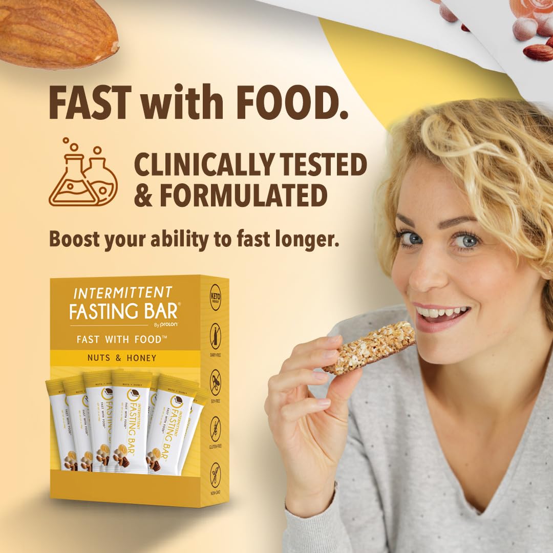 Prolon Fast Bars | Keto, Gluten Free, Dairy Free, Plant Based Protein, Intermittent Fasting Bars | Developed to Not Break Your Fast | Nuts & Honey, 24 Ct