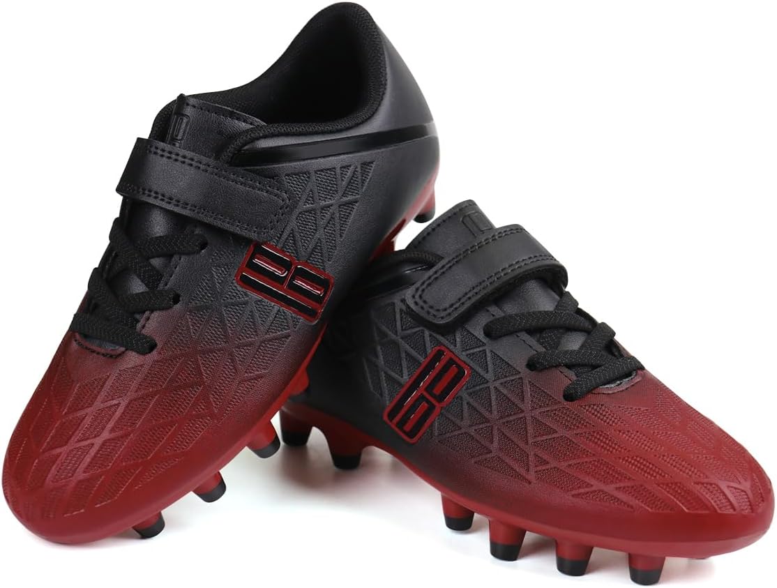 brooman Kids Firm Ground Soccer Cleats Boys Girls Athletic Outdoor Football Shoes