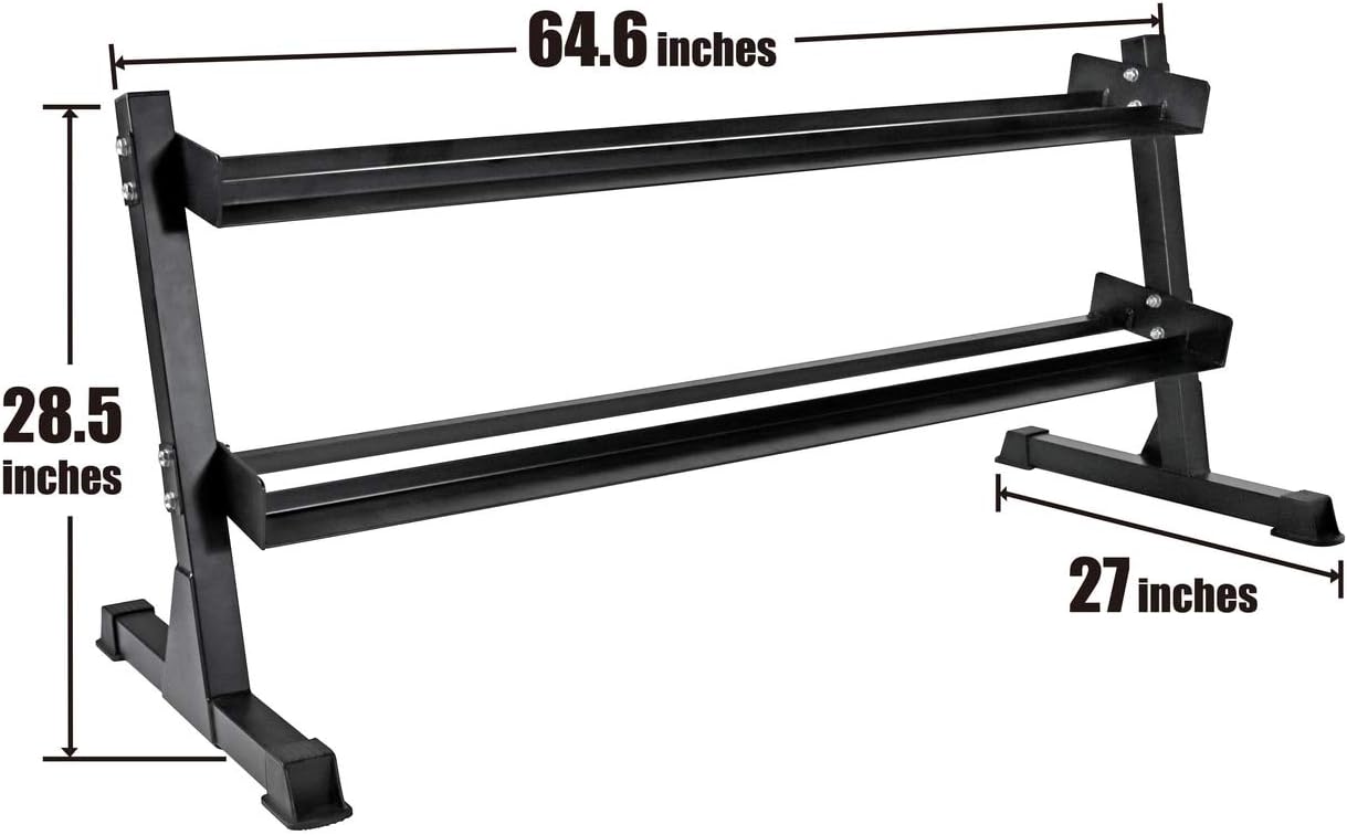 WF Athletic Supply Rubber Coated Hex Dumbbell Set, Multiple Choices Available - Dumbbells with Rack Stand and Mat, or Dumbbells Only (200/550/1200/2100/3000 LB)