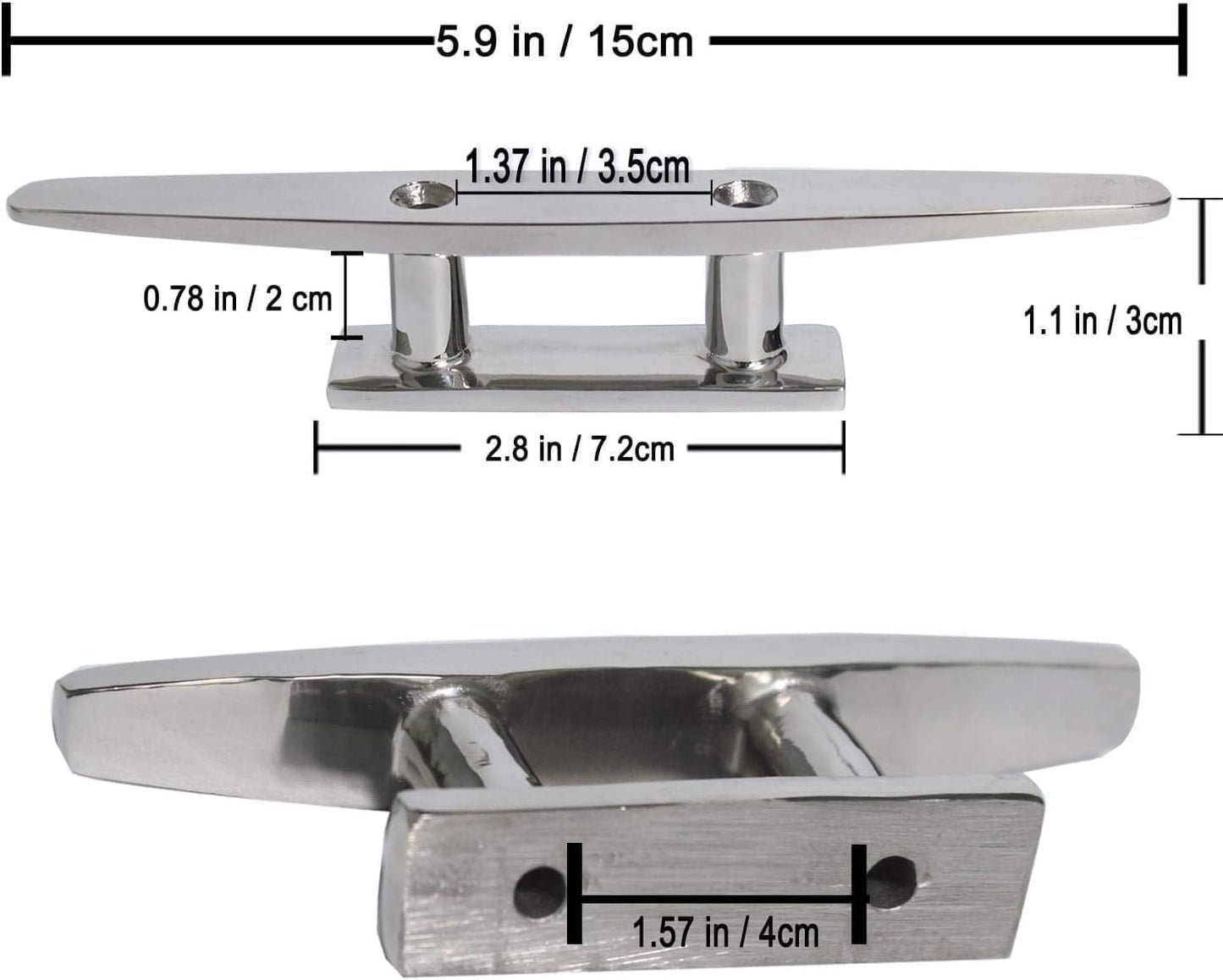 Boat Cleat Open Base Boat Cleat 4/5/6/8 inch, Dock Cleat All 316 Stainless Steel Boat Mooring Accessories, Include Installation Accessories Screws
