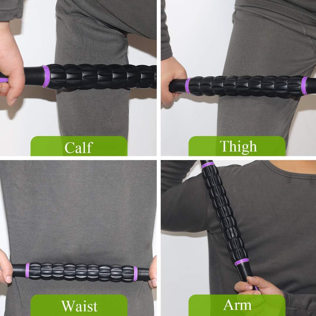 Muscle Roller Massage Roller Stick for Athletes, Help Reducing Muscle Soreness Cramping Tightness Leg Arms Back Calves Muscle Massager(Purple Black- 18 inch)