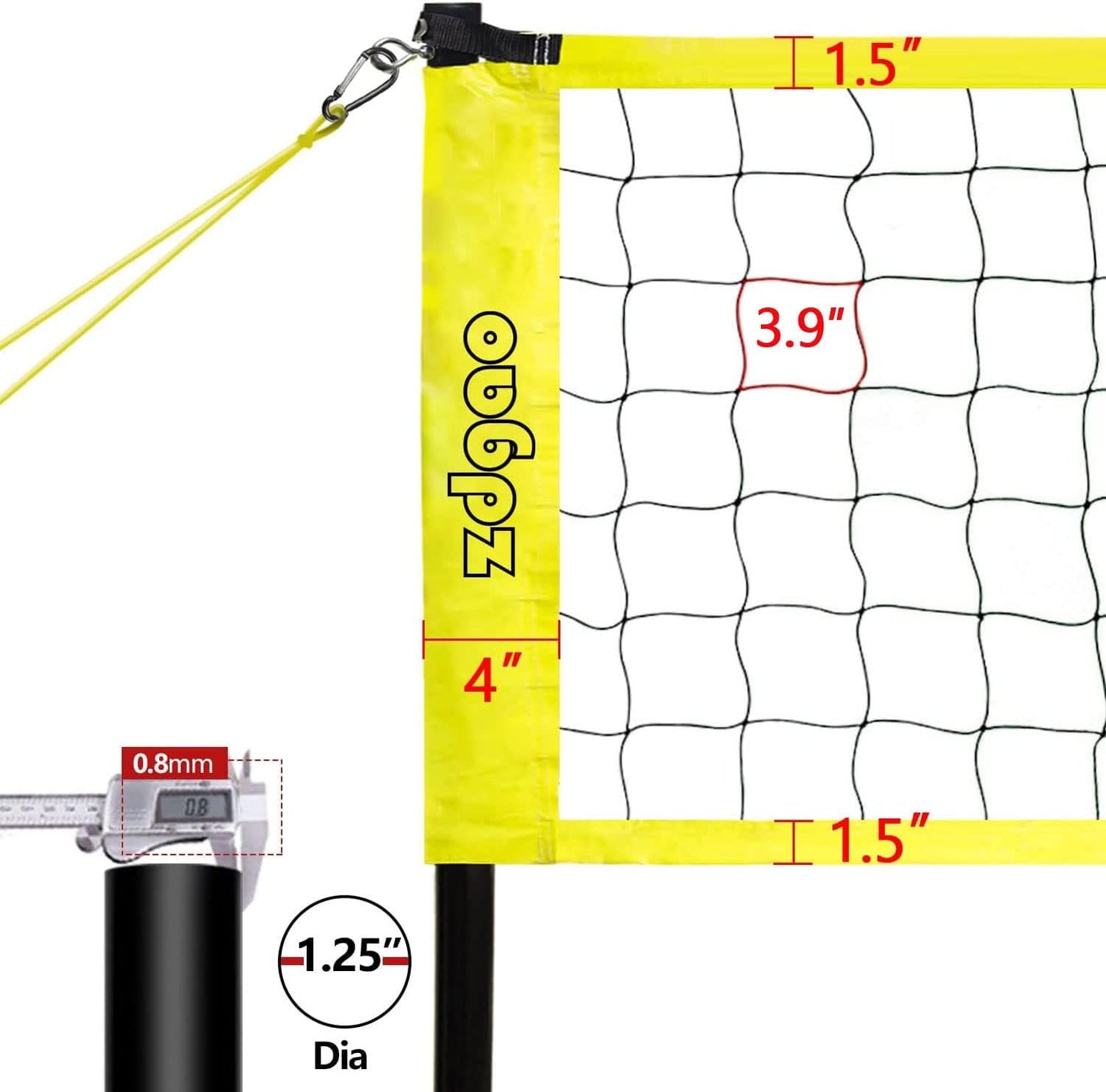 Outdoor Portable Volleyball Net System - Adjustable Height Poles with Soft Volleyball Ball, Pump, Hammer, Boundary Line, and Carry Bag for Backyard, Beach, Lawn