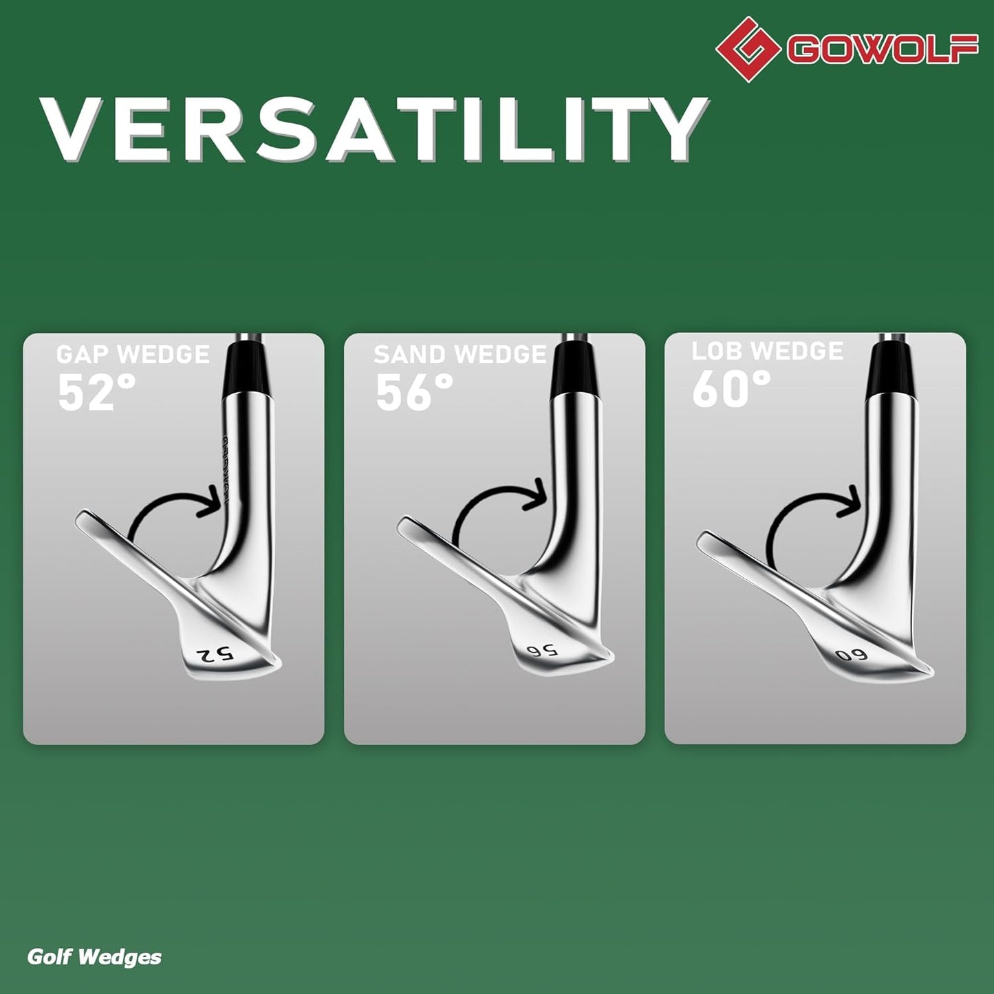 Gowolf Forged Golf Wedges 50/52/54/56/58/60/69 Degree Single or Sets for Men, Right Hand Premium Full Face Gap Wedge Sand Wedge Lob Wedge Golf Club, Great Golf Gifts - CNC Milled Face for More Spin