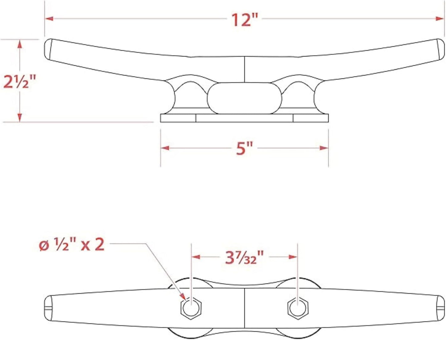 MarineNow Hot-Dipped Galvanized Iron Dock Cleat – Choose Size: 4", 6", 8", 10", 12", 14" – Heavy-Duty Boat Cleats for Dock Lines – Available in Single or Bulk Multi-Packs