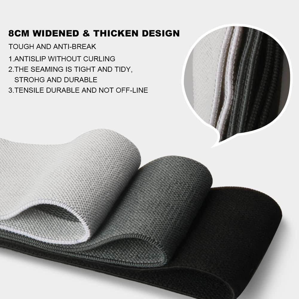 Hatha Yoga Large Resistance Band,14.5" x3.15",Fabric Exercise Loop Bands with Instruction Guide and Carry Bag, Set of 3.