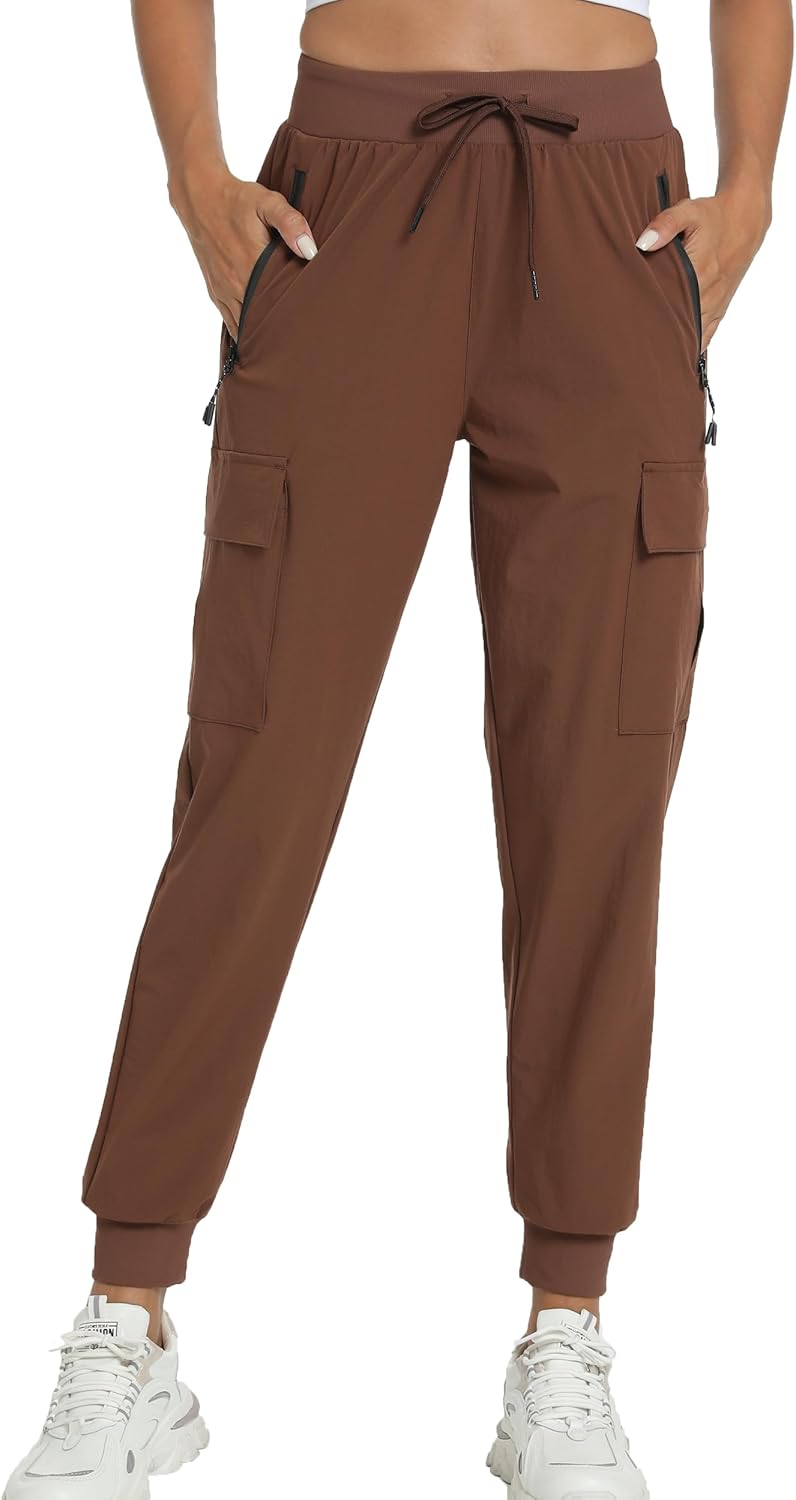 Kcutteyg Womens Water Resistant Hiking Pants with Pockets Quick Dry Soft Athletic Workout Joggers Pants for Camping Travel