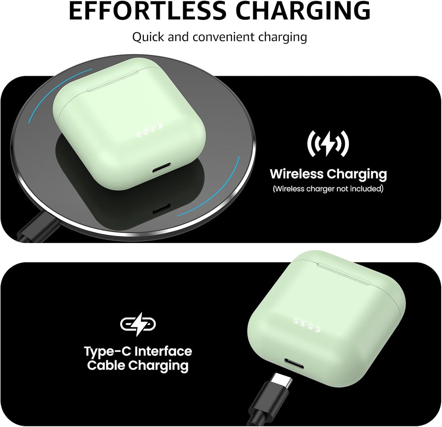 TOZO T6 Wireless Earbuds, IPX8 Waterproof Ear Buds, Stereo Bass Sound Bluetooth 5.3 Headphones in Ear, 50 Hours Playtime Earphones, Wireless Charging Case, Custom 32 EQ via APP