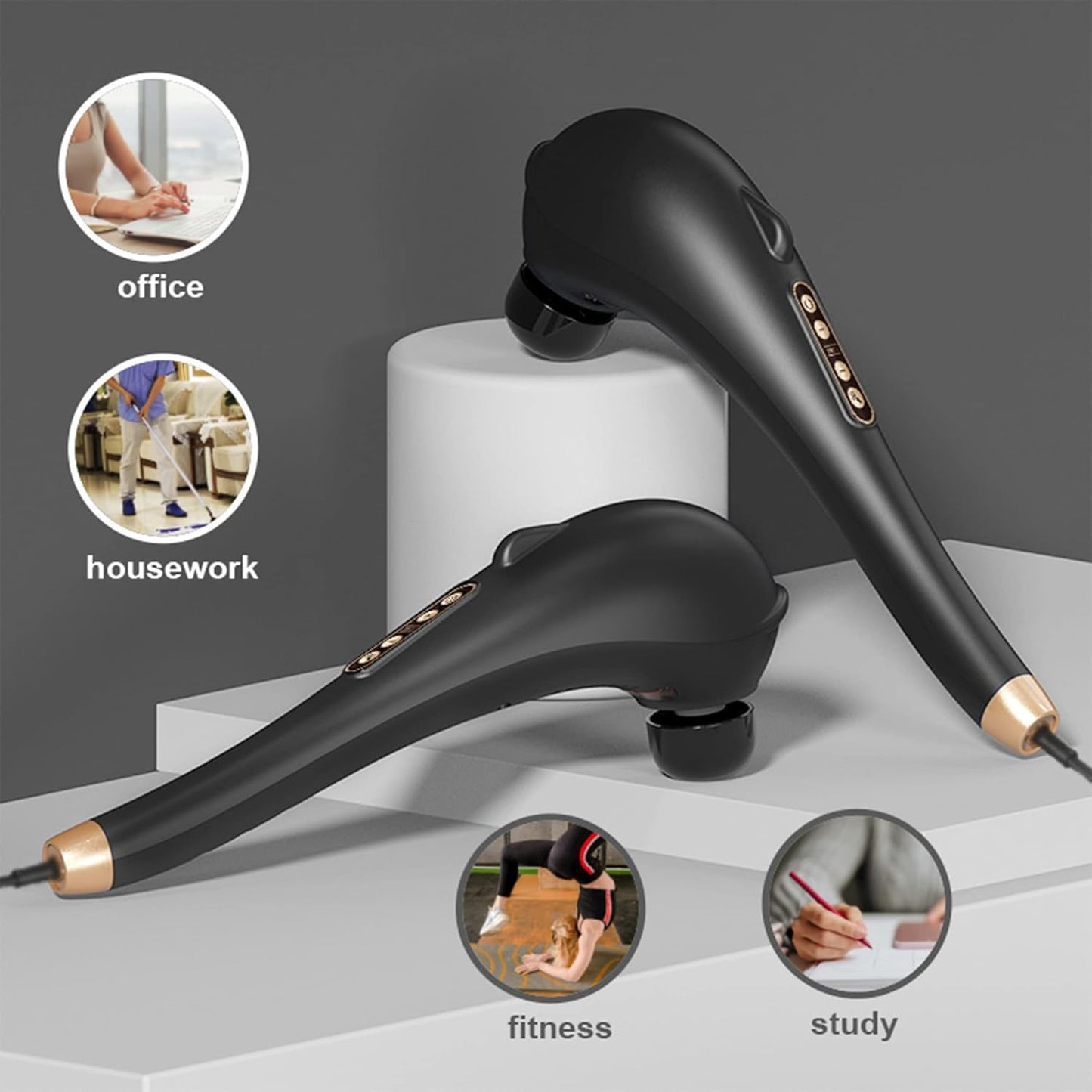 Back Massager, Deep Tissue Massager, Massage Machine for Pain Relief, Hand Held Massage Tool, Electric Percussion Body Relax Machine, Handheld Relaxation Tool