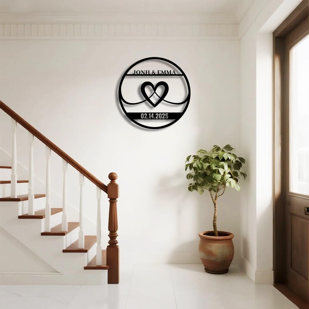 Personalized Wedding Metal Name Sign | Custom Wall Art Gifts for Couples | Custom Metal Signs |Engagement Gift | Anniversary Wedding Date Sign | Bedroom Decor for Couples