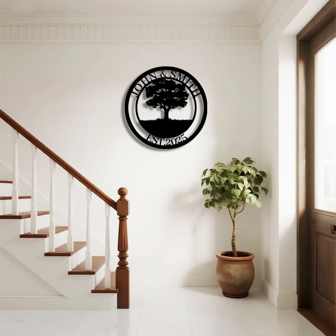 Tree of Life Metal Name Sign | Custom Metal Signs | Personalized Wall Art | Wedding Gift Indoor Decor Gift for Women, Men, Wife, Parents, Couple