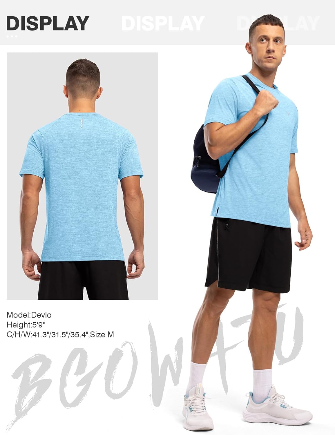 BGOWATU Men's Quick Dry Workout Athletic Shirts Lightweight Tennis Shirts for Men Running Gym Tops